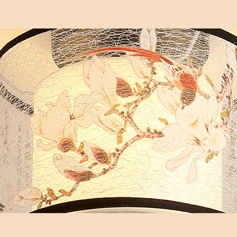 Quadratisch/Rund Flush Mount Licht Stoff Schatten Chinesische Stil Bündig Deckenleuchte