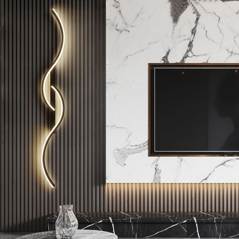 Linear Shape Metal Wall Light Modern Style 2 Lights Wall Light Sconce in Black