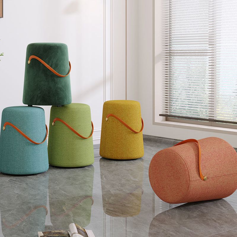 Contemporary Footstool Ottoman Fabric Upholstered Portable Round Ottoman