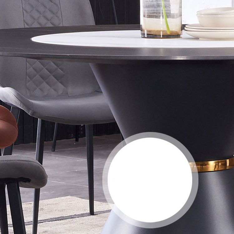 Contemporary Round Sintered Stone Table Set 1/7 Pieces Dining Set