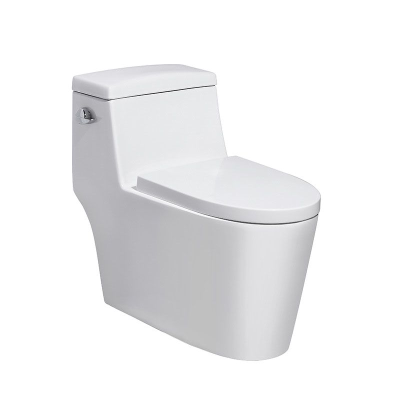 White Ceramic Floor Toilet Elongated One Piece Toilet with Glazed Surface