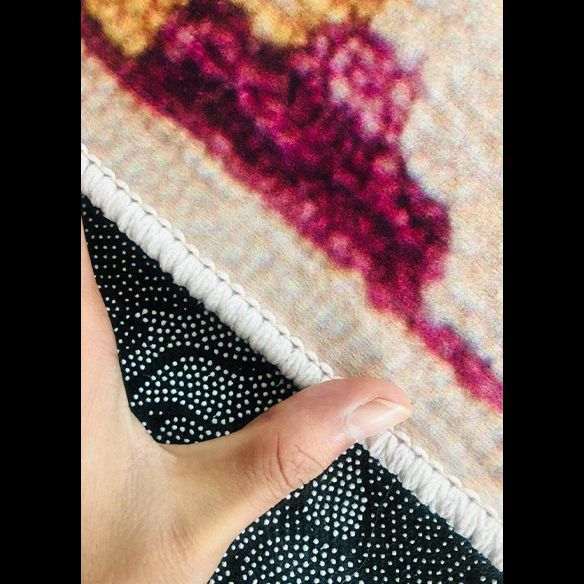 Tapis marocain de la zone marocaine aux couleurs vives Traditionnel Polyester imprimé à imprimé floral Tapis de support sans glissement pour salon