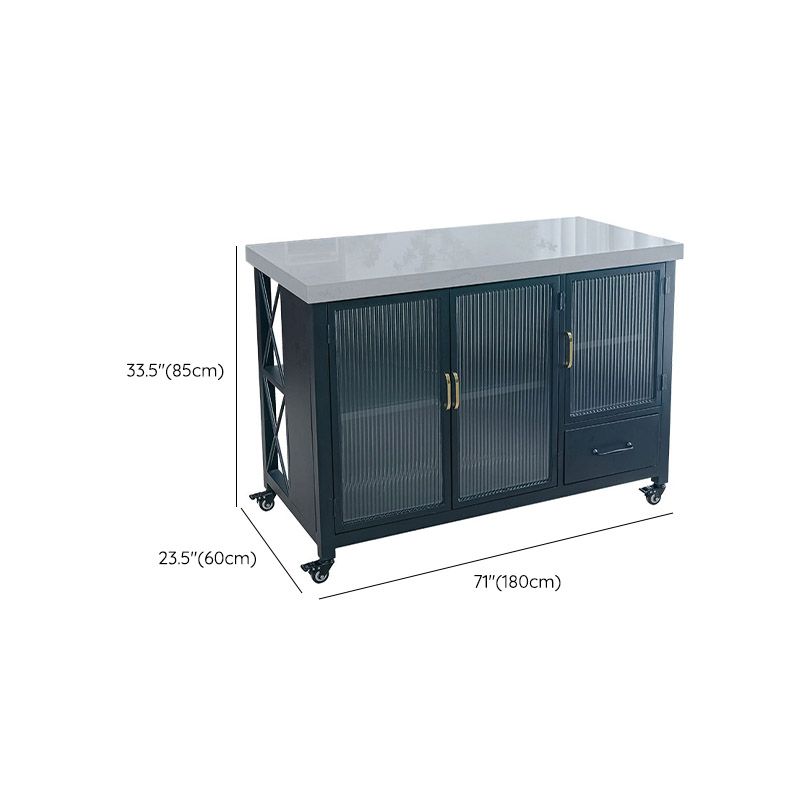 Kitchen Island Table Dining Room Prep Table with Storage Cabinet