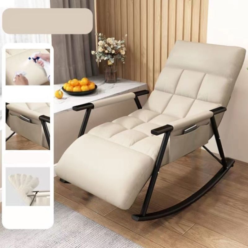 Creative Tufted Recliner Chair Solid Color Faux Leather Rocker Chair