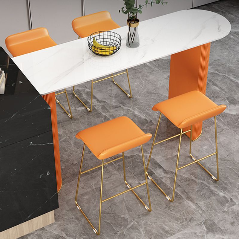 Modern Free Form Bar Set 1/2/5 Pcs Stone Bar Table with Upholstered Stools