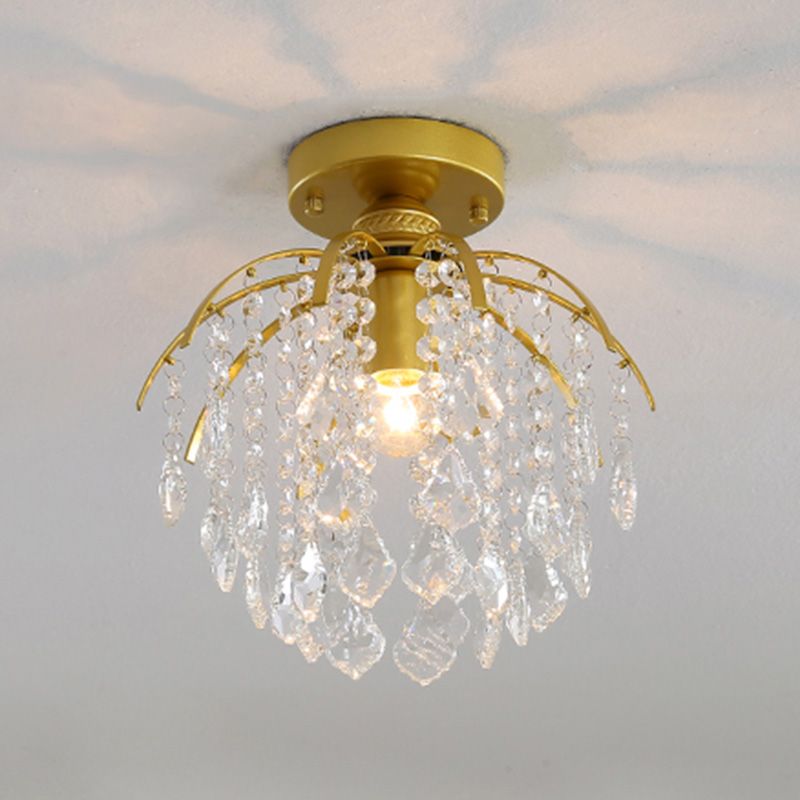 Contemporary Teardrop-Like Flush Light Fixture Crystal 1 Light Flush Mount Lighting