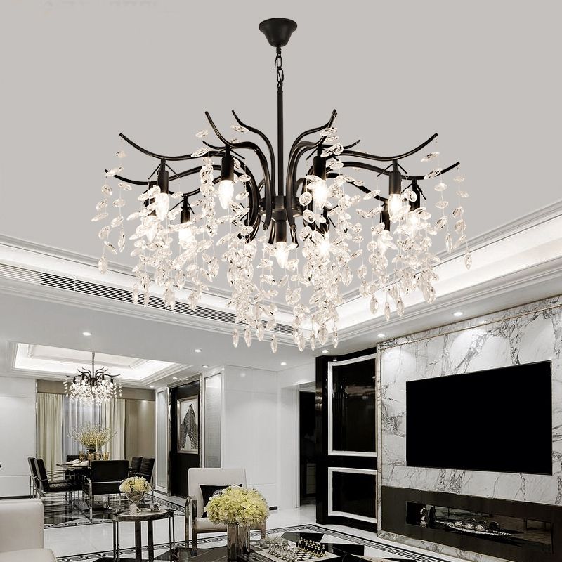Branches Shaped French Style Crystal Pendant Light Multi-lights Dining Room Lighting Fixture with 17.7" Suspension Chain