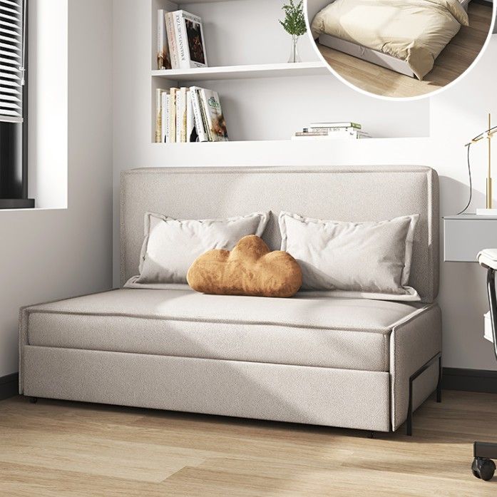 Gray Faux leather Sleeper Sofa 34.64" Wide Armless Sofa Bed with Upholstered