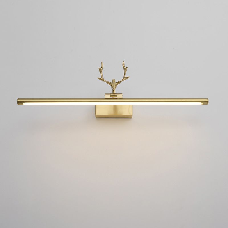 Linear 1-Light Wall Mounted Light Fixture Modern Style Brass Vanity Lighting Ideas