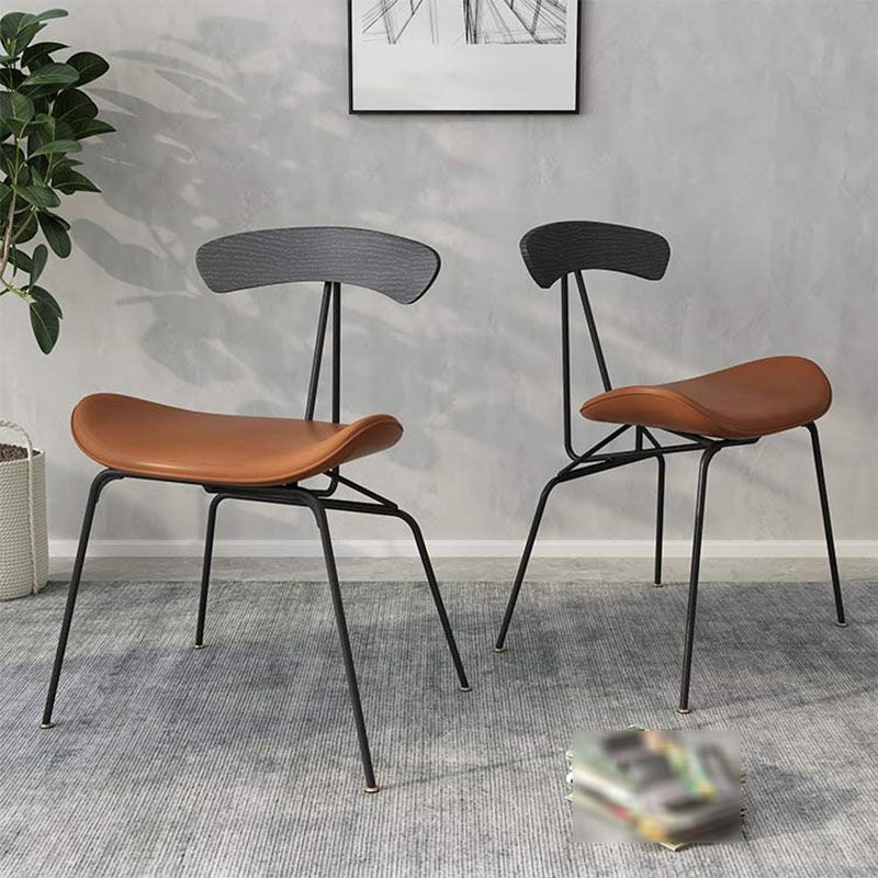 Industrial Open Back Armless Dining Chairs Leather Dining Side Chair