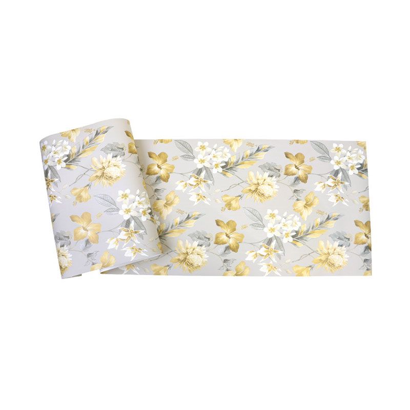 Natural Color Farmhouse Wallpaper 33' x 20.5" Blossoms and Leaf Wall Covering for Bedroom