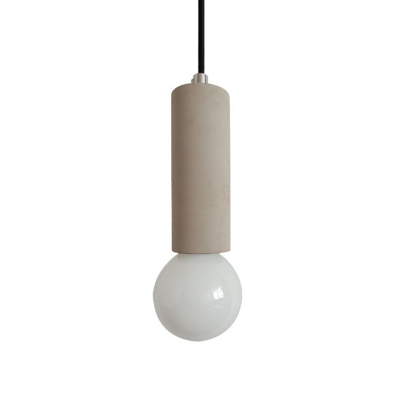 Grey Tubular Pendulum Light Simplicity 1-Light Bedside Down Lighting Pendant in Grey with Open Bulb Design