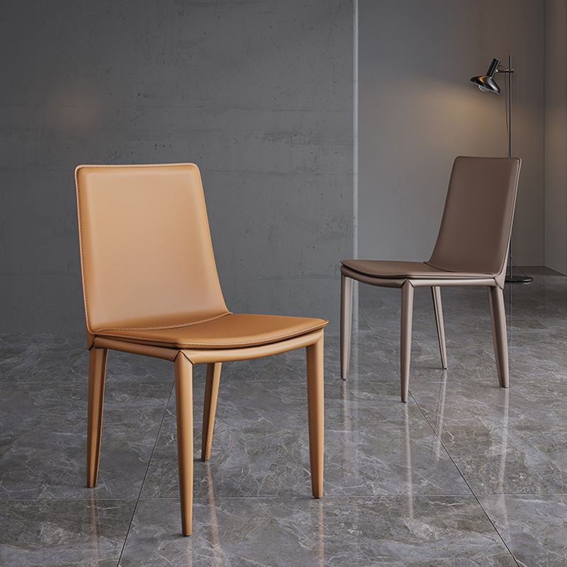 Glam Dining Room Side Chairs Leather Armless Dining Chairs for Home