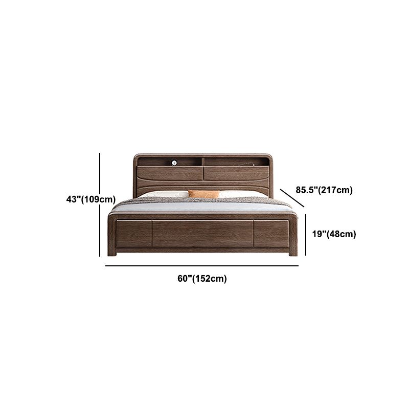 Traditional Wood Standard Bed Espresso Bed Frame with Headboard
