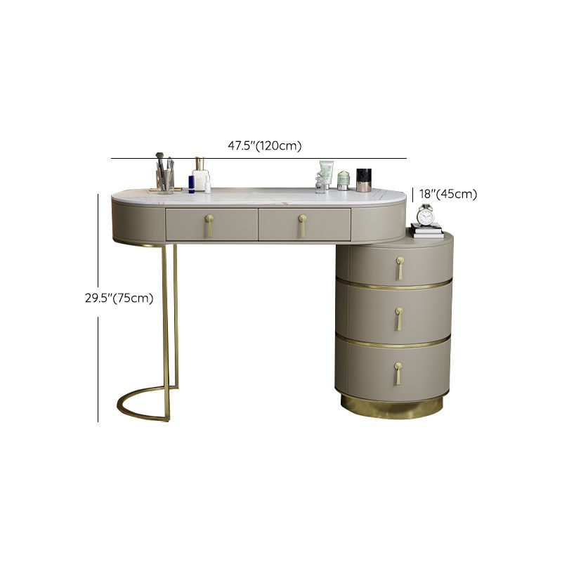 Contemporary Dressing Table Stool Set Slate Top Vanity Dressing Table