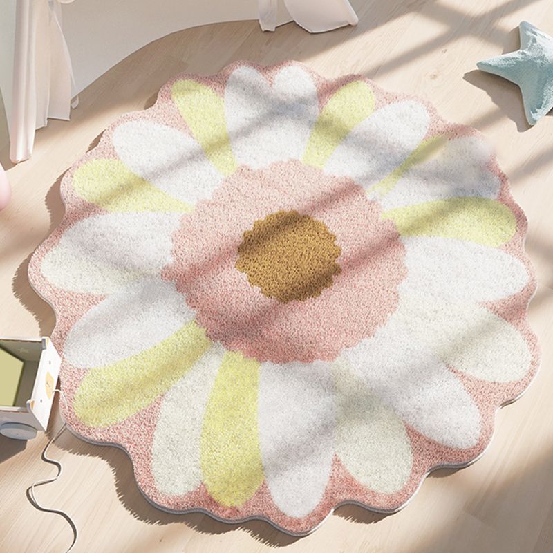 Novelty Contemporary Carpet Lambswool Adults Indoor Rug Floral Print Rug Non-Slip Backing