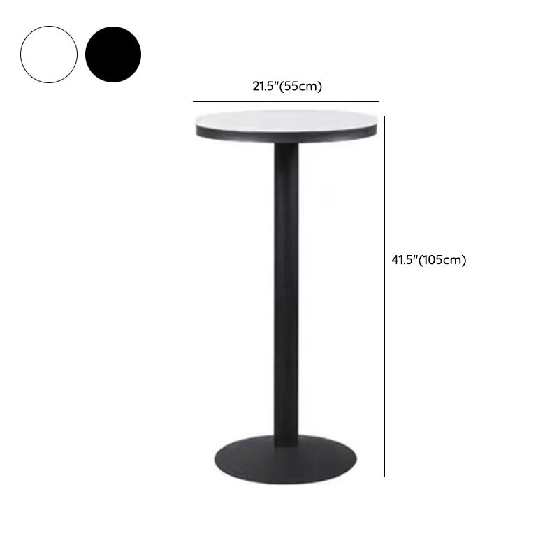 Modern Round Bar Table Set 1/3 Pcs Stone Top Bar Table and Leather Upholstered Stools