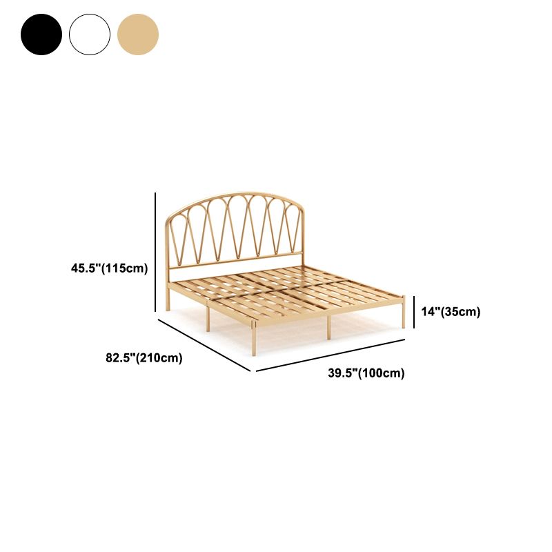 Metal Glam Open-Frame Bed 45" Tall Standard Bed with Headboard