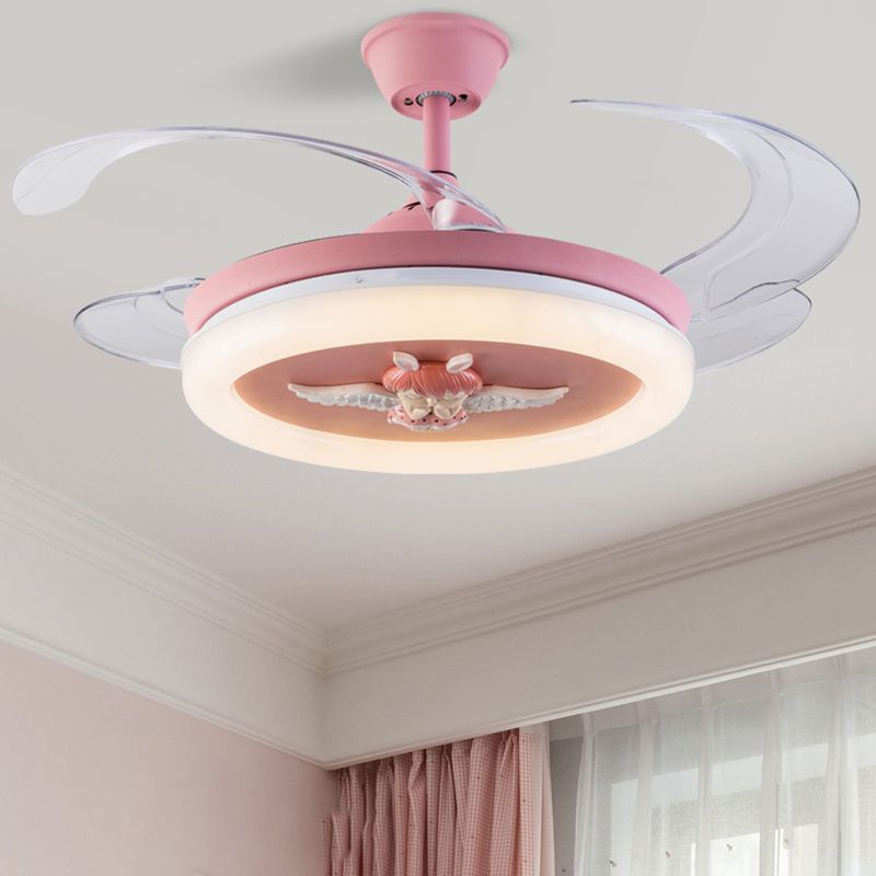 Metal Ceiling Fan Lighting Modern Style 1 Light Ceiling Fan Lamp for Children's Room