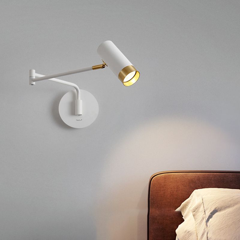 Black/White Single Contemporary Wall Mounted Sconce Metal Wall Light
