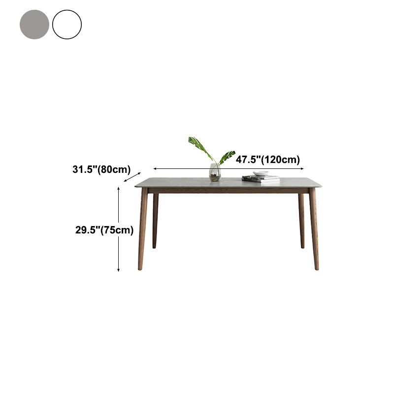 Sintered Stone Rectangle Dining Table Medieval Modern Table with Wooden 4 Legs