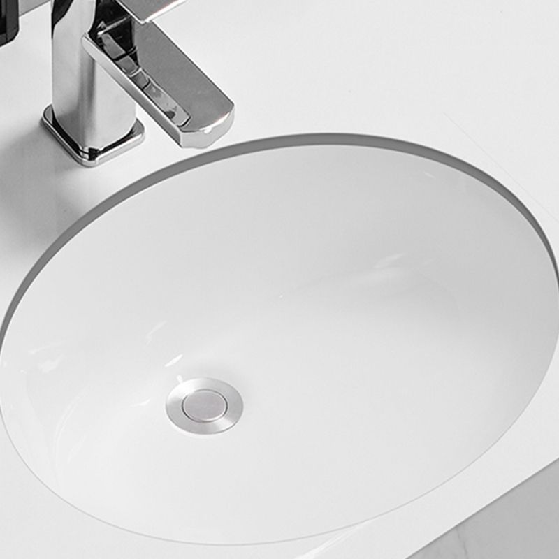 Modern Oval Wash Stand Ceramic Metal Undermount Bathroom Sink