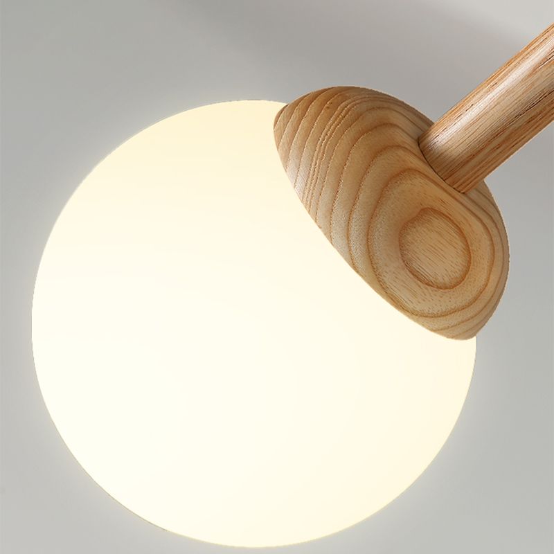 Hölzerne Kronleuchter Decke Hängende Leuchte mit Glasschatten für Schlafzimmer