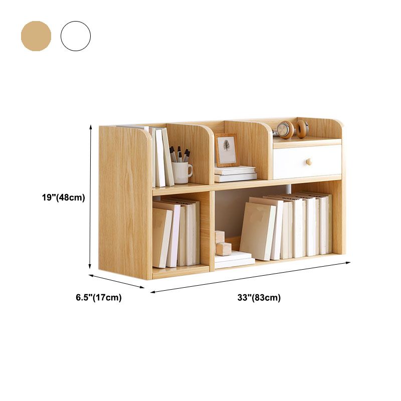 9.5" W Modern Wooden Bookcase Open Storage Bookshelf with Drawers and Shelves