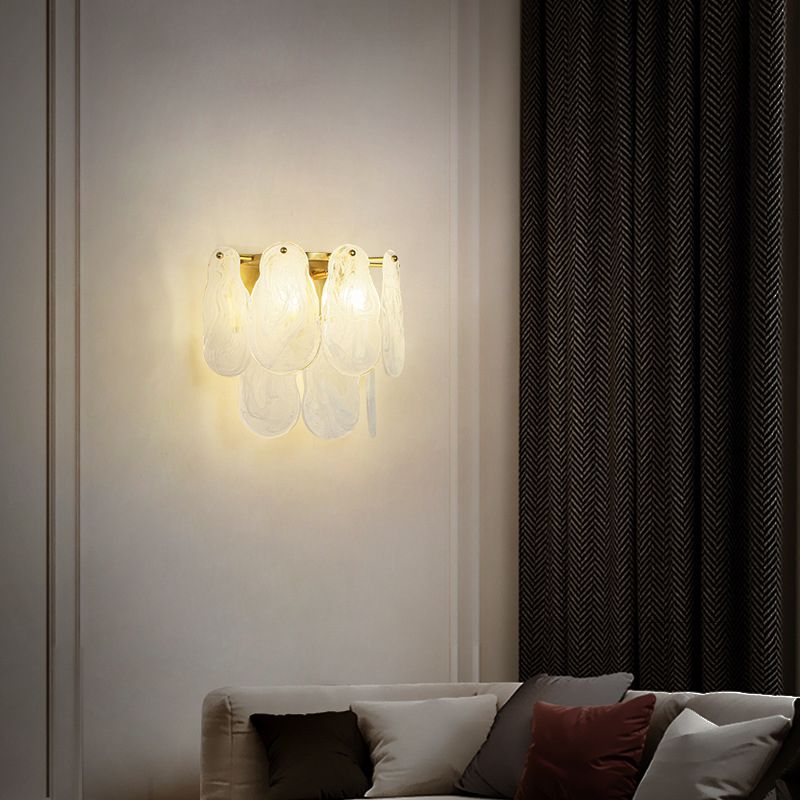 Solid Brass and Glass 2 - Light Wall Sconce in Gold Finish Modern Wall Light