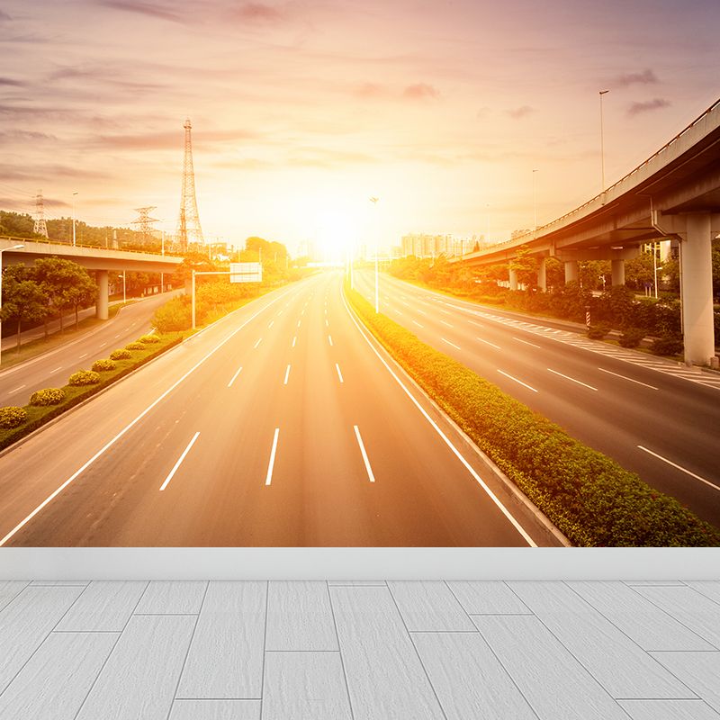 Photography Highway Wall Mural for Living Room, Light Color, Custom Size Available