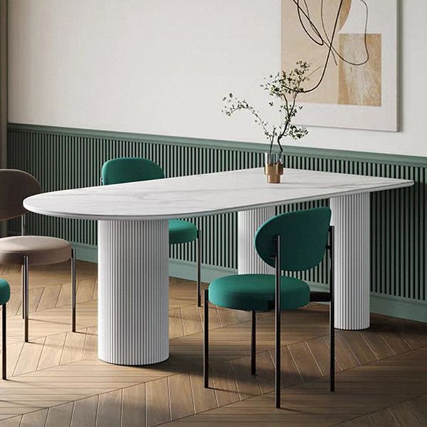 Metal Contemporary Free Form Table Sintered Stone Table for Dining Room