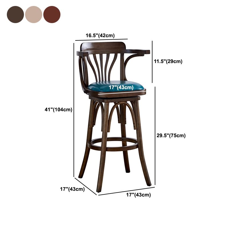 Contemporary Wood Stool Faux Leather Counter Stool in Matte Finish for Home