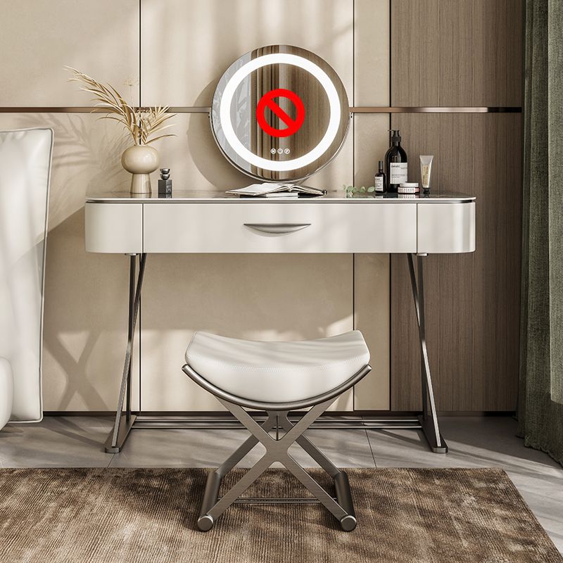 Slate Top Vanity Makeup Table Set Contemporary 1 Drawer Dressing Table