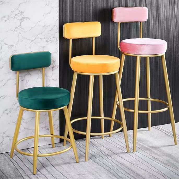 Scandinavian Round Armless Counter Stools Upholstered Bar Stools for Home