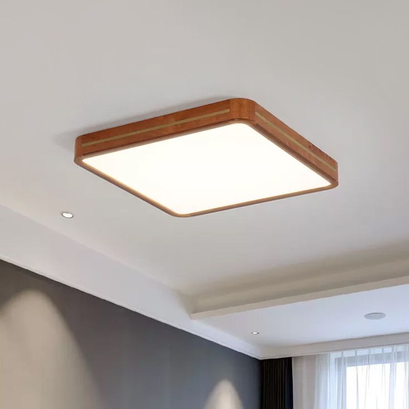 Modern Square/Rectangle Ceiling Light Acrylic Sleeping Room LED Flush Mount Lighting in Brown, 17"/21"/25.5" Length