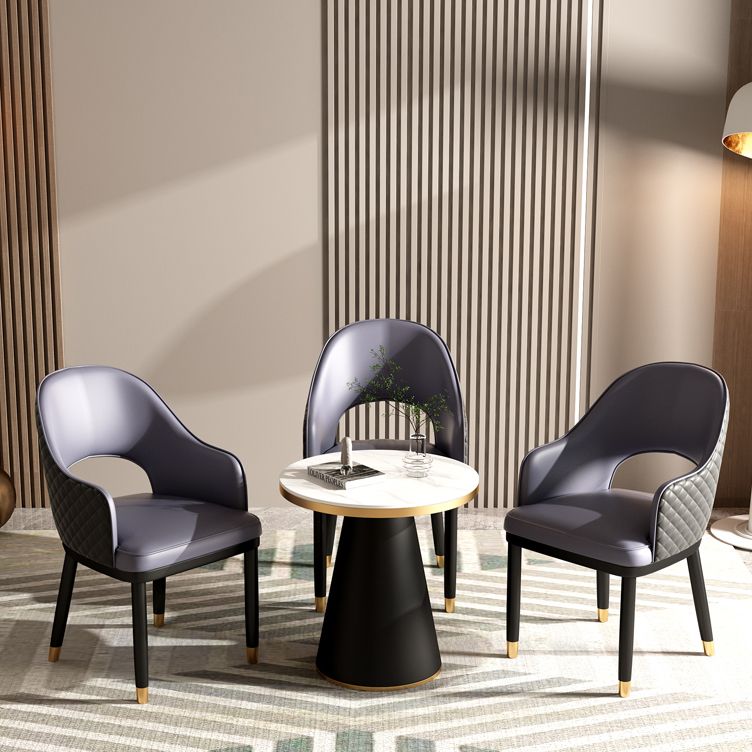 Modern Style Arm Chair Leather Open Back Indoor Dining Chair