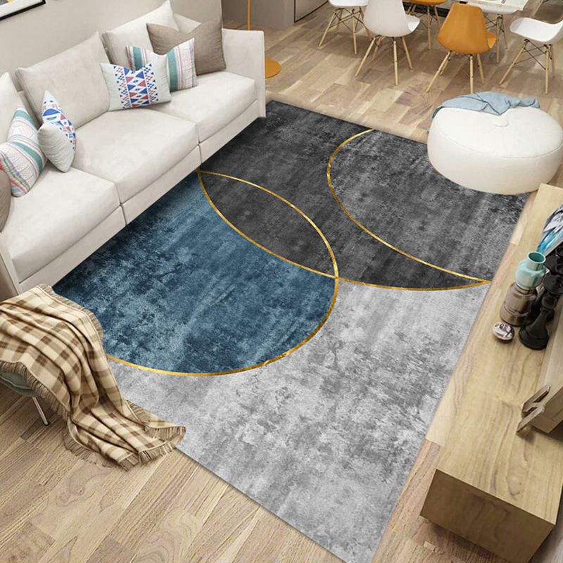 Black Modern Rug Polyester Abstract Stripe Rug Washable Rug for Home Decor