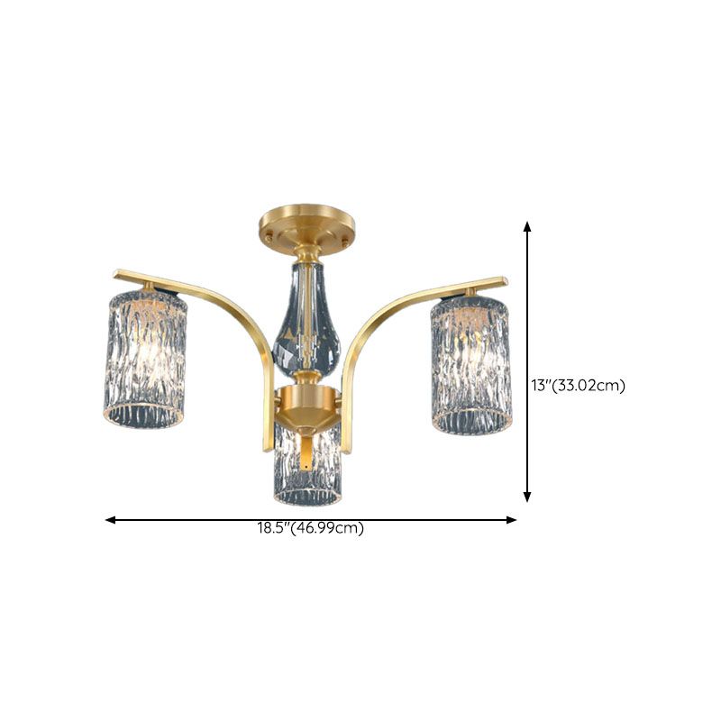 Light Luxury Crystal Ceiling Lamp Cylinder Shape Ceiling Light for Bedroom