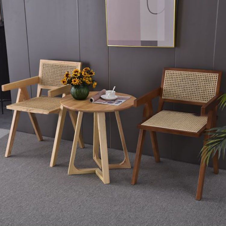 Contemporary Style Rubberwood Chair Open Back Arm Kitchen Dining Chairs