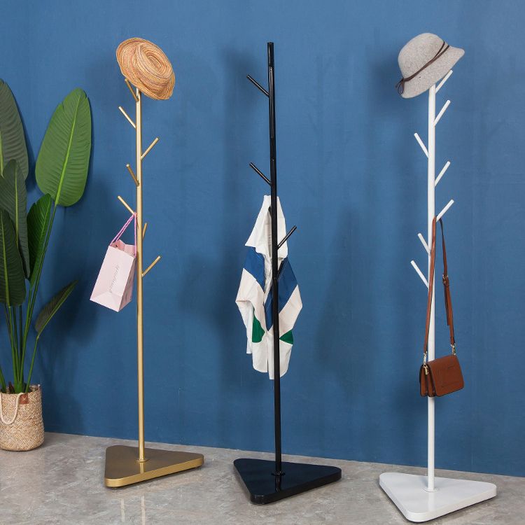 Contemporary Coat Rack Coat Hooks Metal Coat Rack with Triangular Base