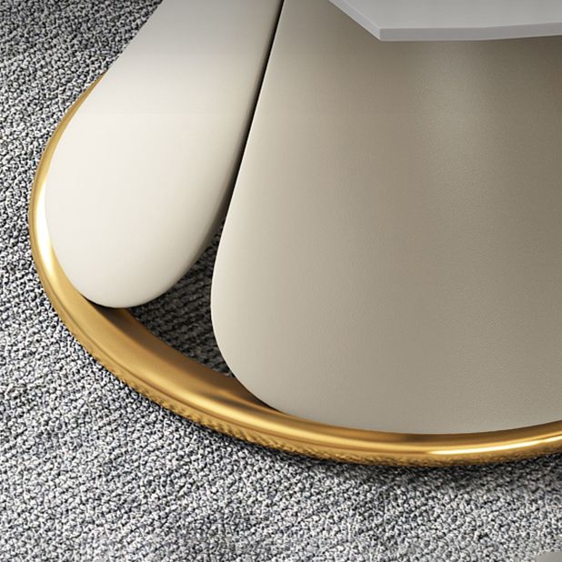 Glam 1/4/5/6/7/9 Pieces White Dining Table Set with Stone Top Round Scalable Dinette Set