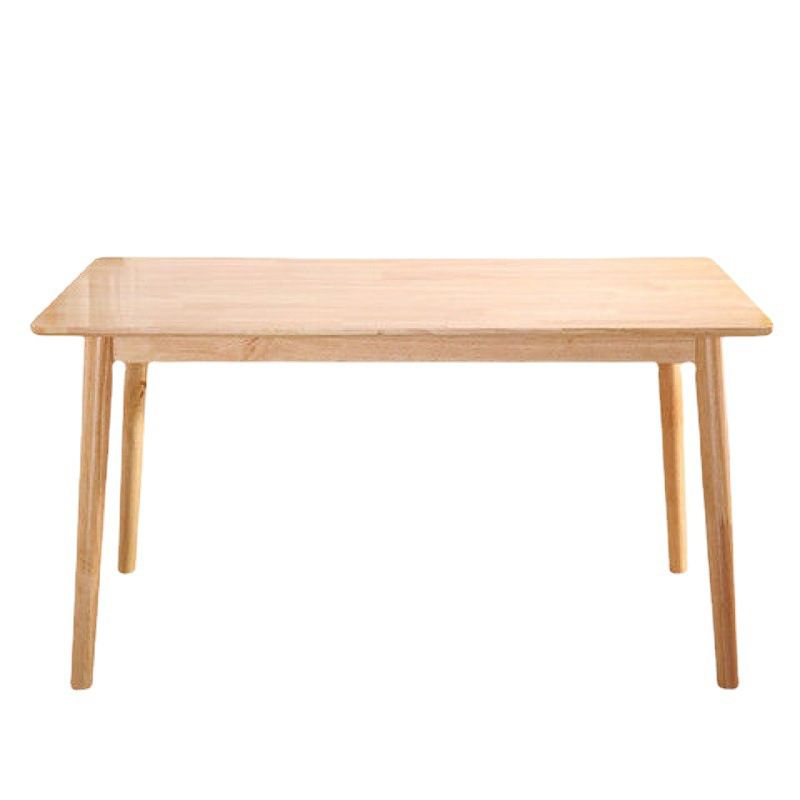 Mesa de comedor de estilo simple madera de goma de madera maciza con 4 patas mesa base en color de madera