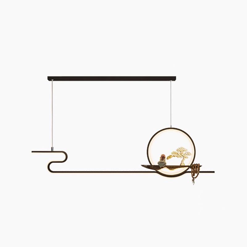 Contemporary Kitchen Pendant Lights Linear Hanging Light Fixtures Metal 2 Light