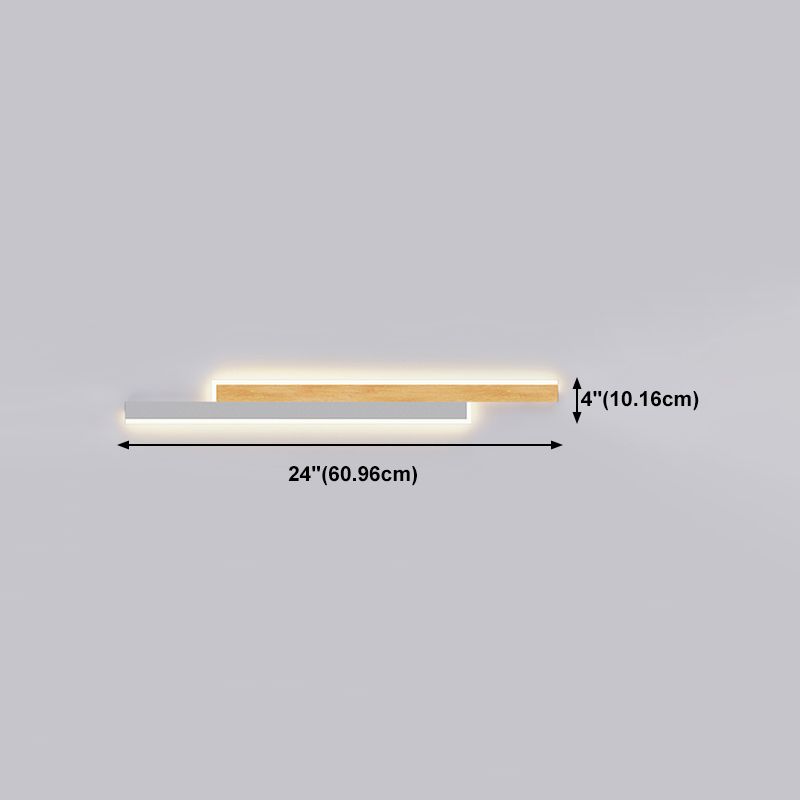 Modern Style Linear Shape Wall Sconce Wood 1 Light Sconce Lighting for Bedroom