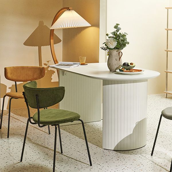 Wood Top Dining Table Traditional Luxury Dining Table with White Sled Base