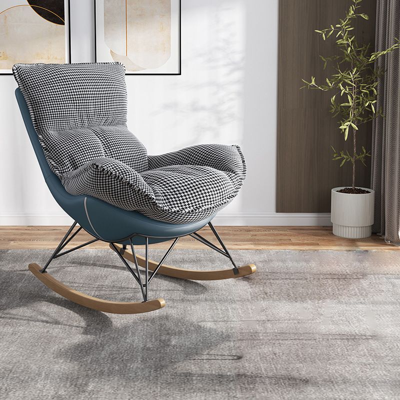 Contemporary Rocking Chair Faux Leather Waterproof Glider Chair with Removable Cushions