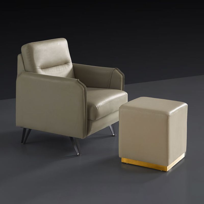 Gorgeous Square Ottoman Pure Color Genuine Leather Water Resistant Footstool Ottoman