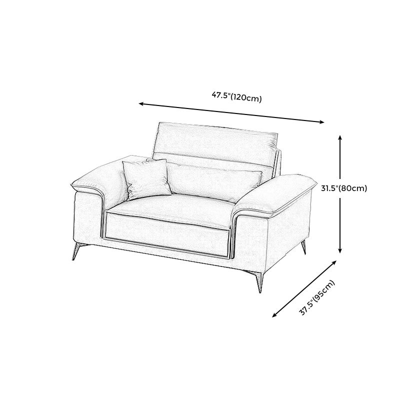 Square Arm Grey Cushion Back Contemporary Faux Leather Living Room Sofa