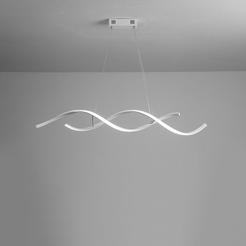 Twisted Line Dining Room LED Hanging Light Aluminium Simplicity Island Chandelier Light