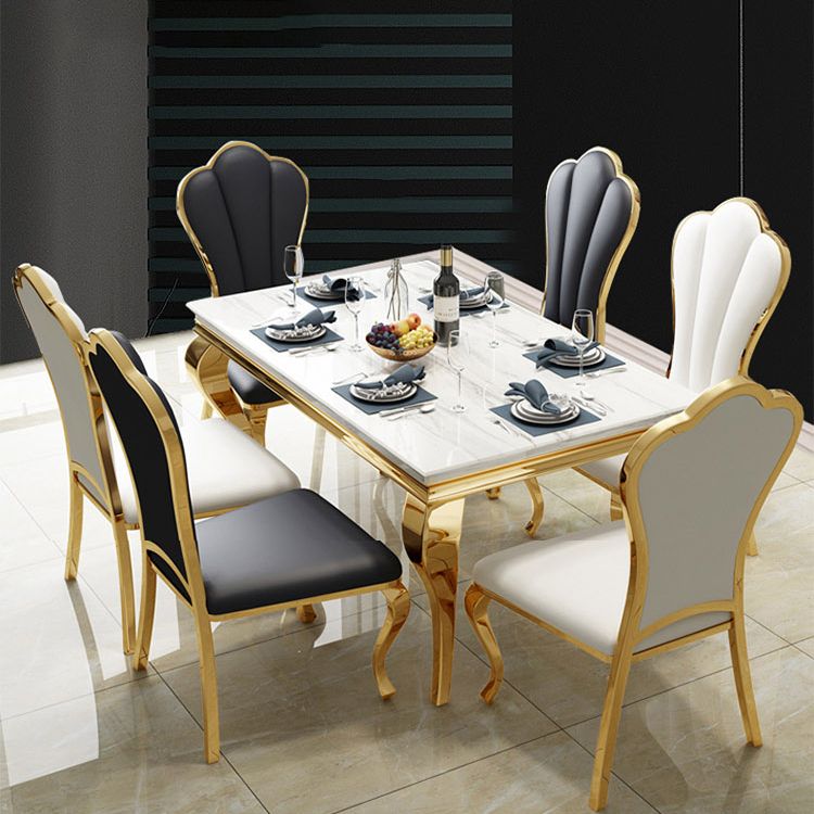 Traditional Luxury Dining Table Rectangle Metal Gold Tripod Dining Table